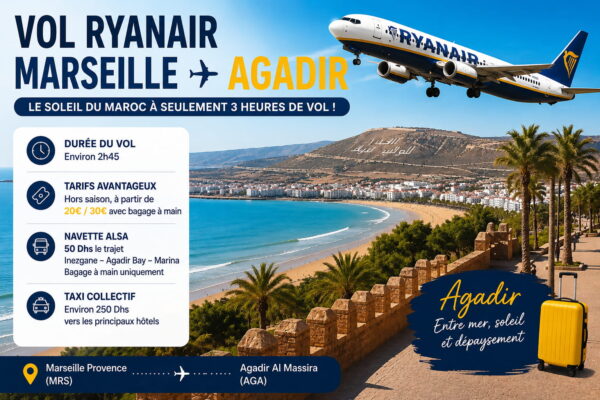 Vol Ryanair Marseille Agadir : prix et conseils